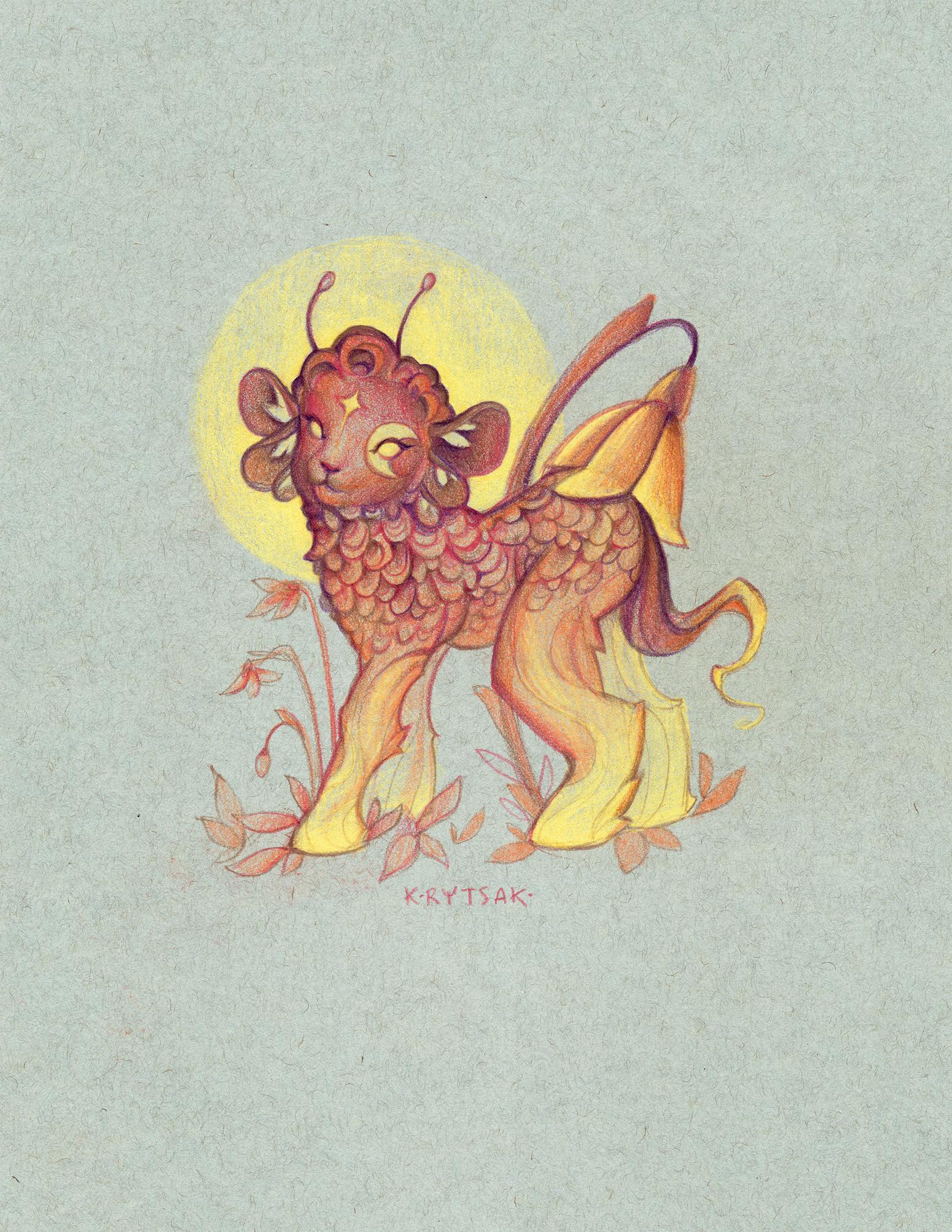 Lamb kissed by Butterfly